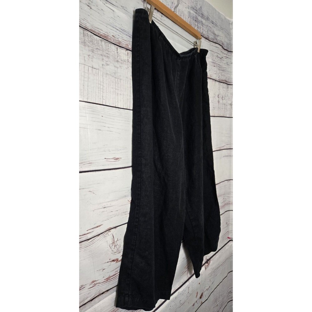 Eileen Fisher Womens Pants Size 1X Black 100% Linen Elastic Waist Cropped Plus - Picture 3 of 10